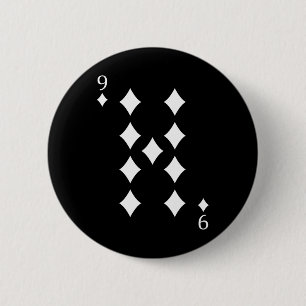 Nine (9) Of Diamonds Poker Card Playing Card 6 Cm Round Badge