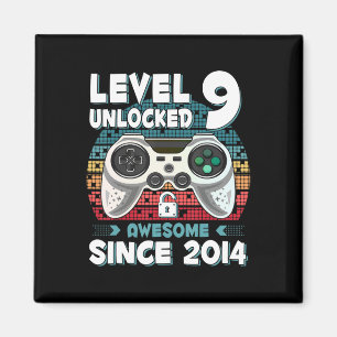 Nine 9yr BDay Son Boy Fun Gamer 9th 9 Year Old Bir Magnet