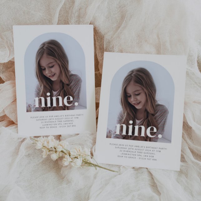 Nine Arched Photo Birthday Invitation (Nine Arched Photo First Birthday Invitation)
