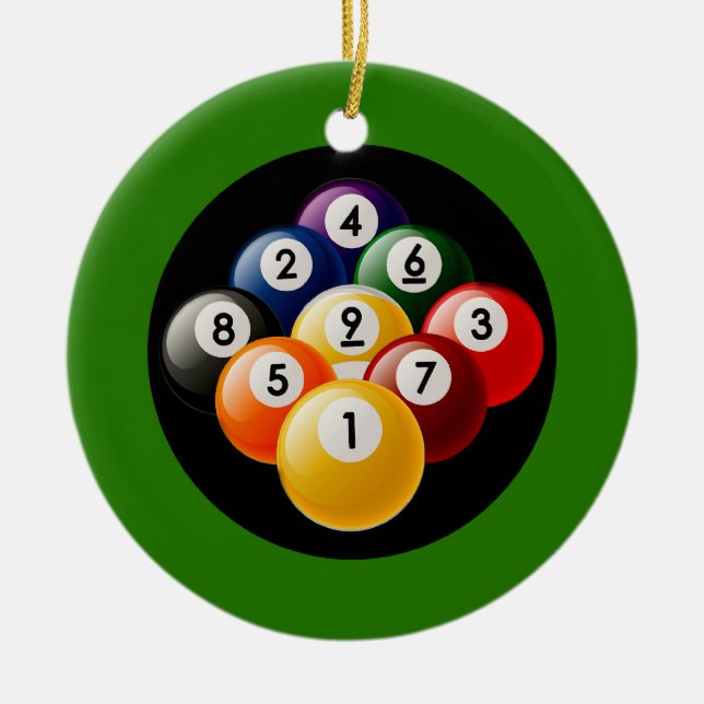 NINE BALL BILLIARDS RACK CERAMIC TREE DECORATION (Front)