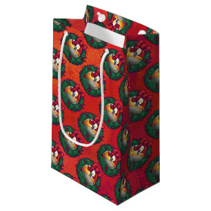 Nine Ball in Christmas Wreath Pattern on Red Small Gift Bag