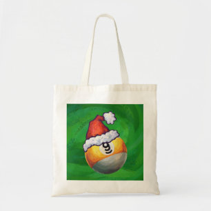 Nine Ball in Santa Hat on Green Tote Bag