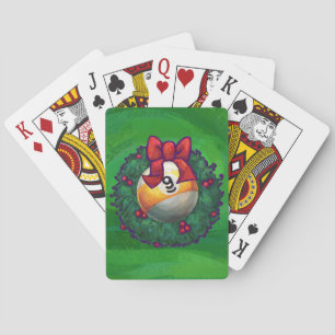 Nine Ball in Wreath on Green Playing Cards