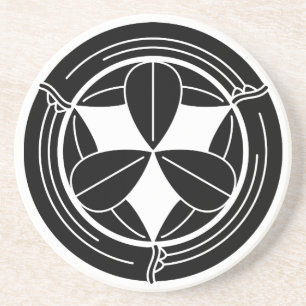 Nine bamboo leaves in a bamboo ring coaster