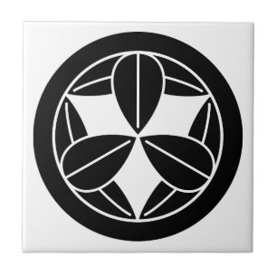 Nine bamboo leaves in circle ceramic tile