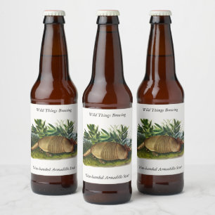 Nine-Banded, Long-nosed Armadillo by Audubon Beer Bottle Label