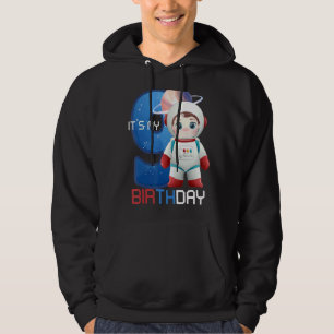 Nine Birthday Little Space  Boys 9 Years Astronaut Hoodie
