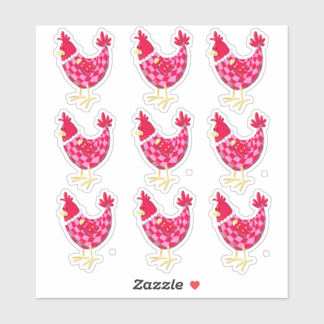 Nine Chequered Hens - Stickers (Sheet)