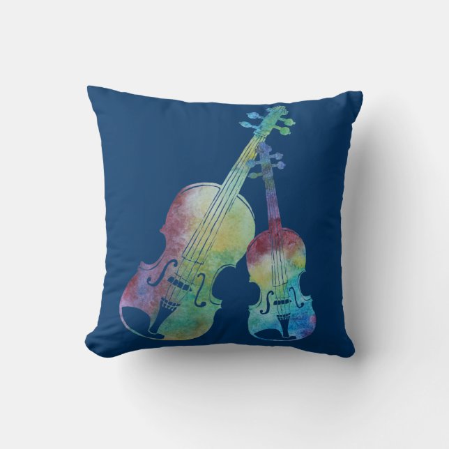 Nine Colourful Violins Cushion (Front)