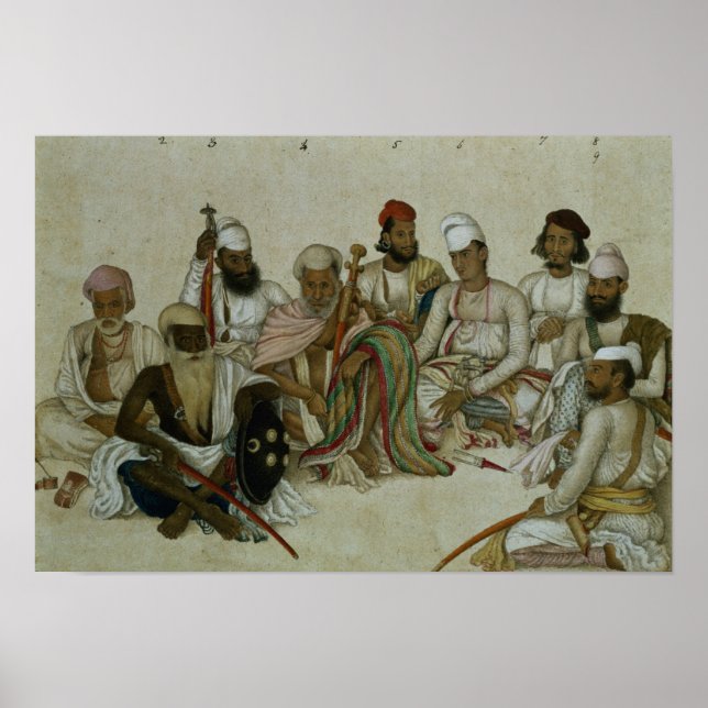 Nine courtiers and servants of the Raja Poster (Front)