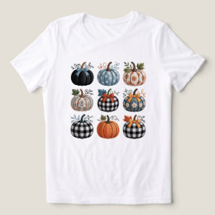 Nine Decorative Pumpkins Embroidery T-Shirt Tri-Blend Shirt