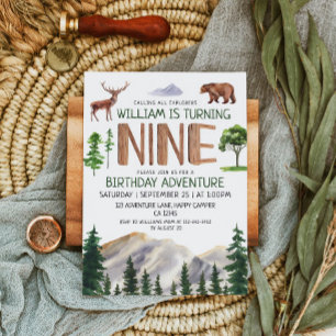 Nine Explorer Boy Birthday Invitation