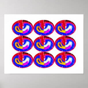 Nine flying saucers art poster