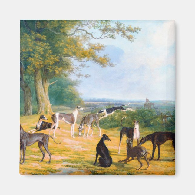 Nine Greyhounds in a Landscape by Jacques-Laurent  Magnet (Front)