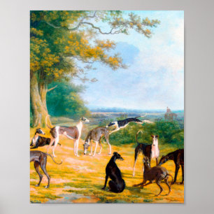 Nine Greyhounds in a Landscape by Jacques-Laurent  Poster