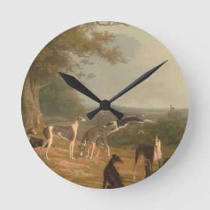 Nine Greyhounds In A Landscape Jacques Laurent Round Clock