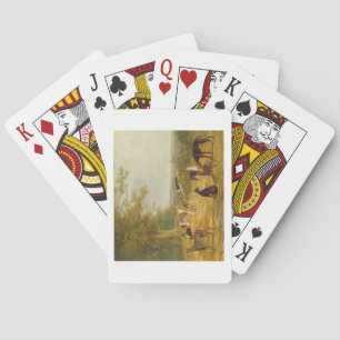 Nine Greyhounds in a Landscape (oil on canvas) Playing Cards