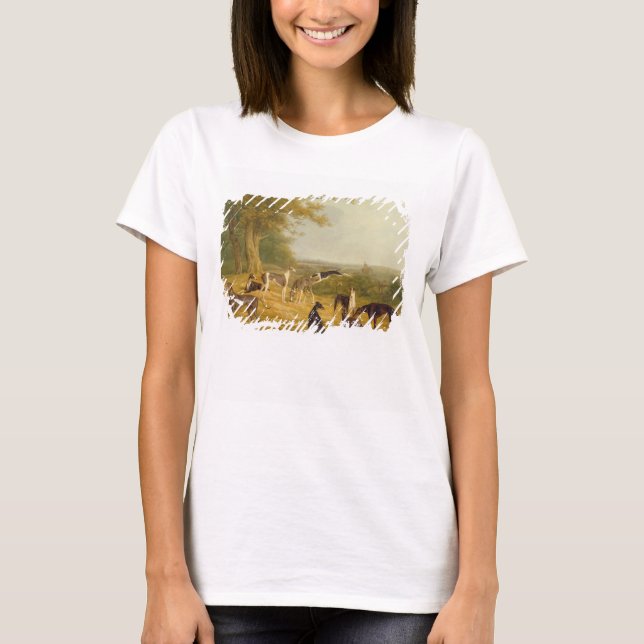 Nine Greyhounds in a Landscape (oil on canvas) T-Shirt (Front)