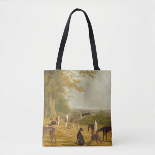 Nine Greyhounds in a Landscape (oil on canvas) Tote Bag
