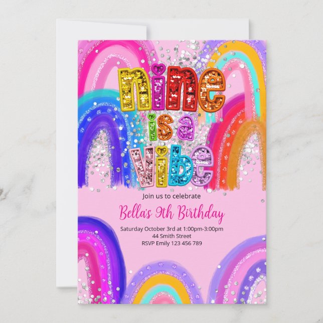 Nine is a Vibe 9th Birthday Invitation (Front)