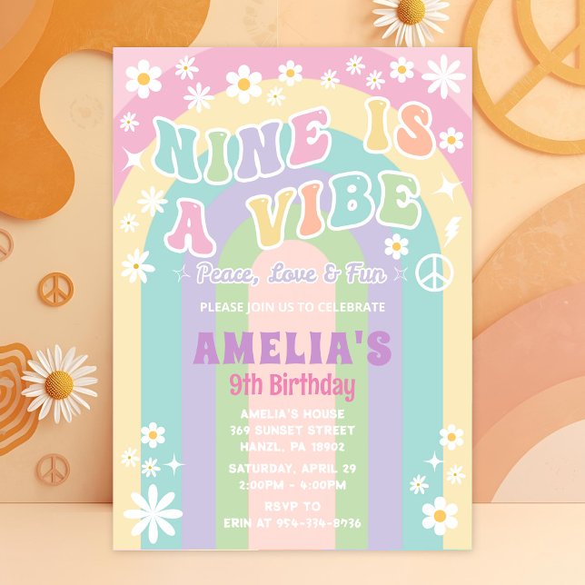 Nine is a vibe birthday invitation (Creator Uploaded)