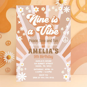 Nine is a vibe birthday invitation
