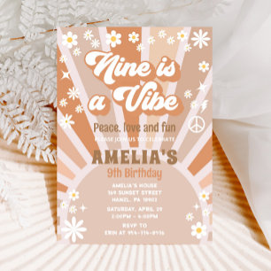 Nine is a vibe birthday invitation