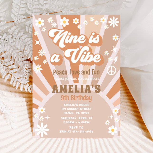 Nine is a vibe birthday invitation (Creator Uploaded)