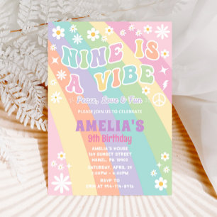 Nine is a vibe birthday invitation