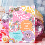 Nine is a Vibe Retro Preppy Varsity Disco Birthday Invitation<br><div class="desc">Disco themed invitation for your perfect celebration.</div>