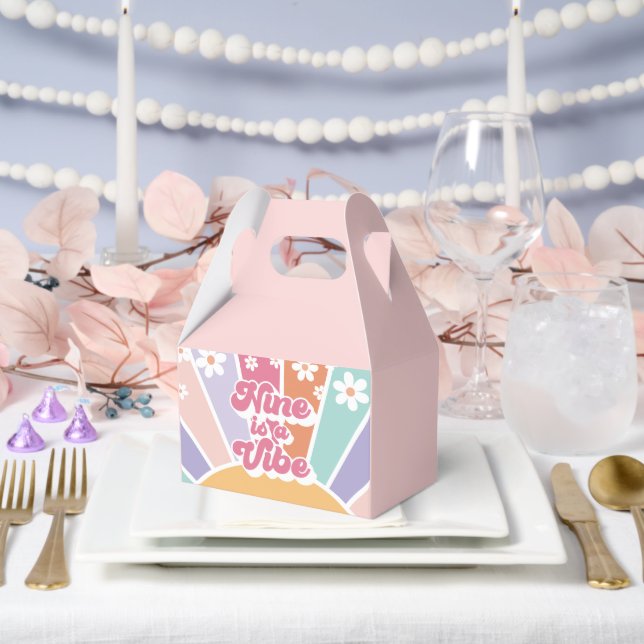 Nine is a Vibe Retro Sunshine Rainbow Daisy Favour Box (Wedding)