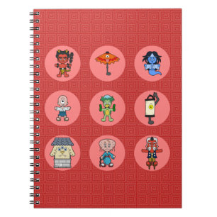 Nine Japanese Yokai Monster Notebook