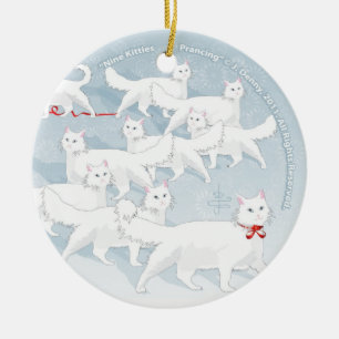 Nine Kitties Prancing... Ceramic Ornament