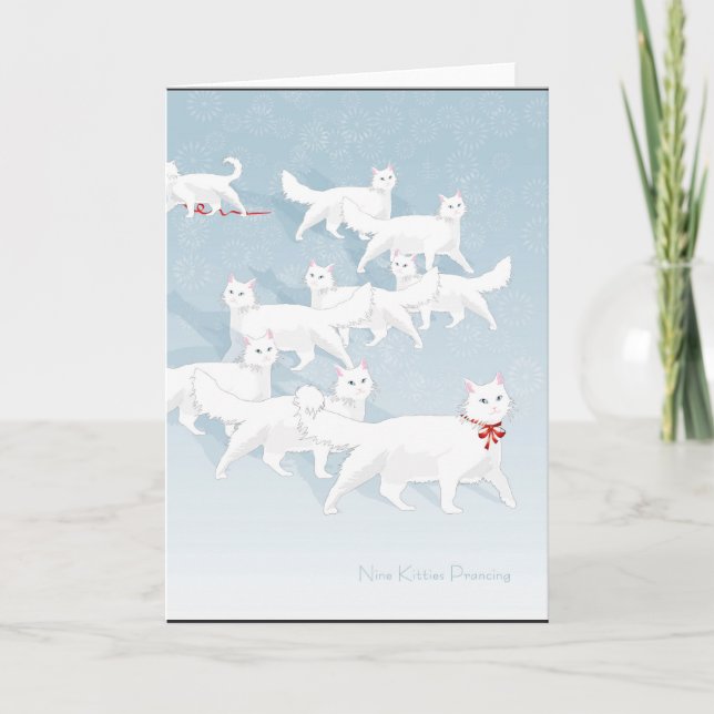 Nine Kitties Prancing... Holiday Card (Front)