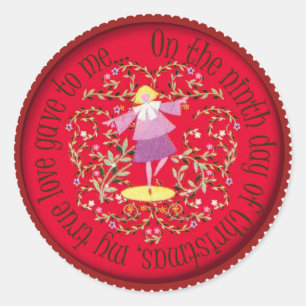 Nine ladies dancing classic round sticker