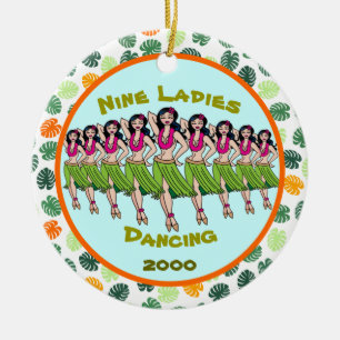 Nine Ladies Dancing - Custom year Ceramic Orname Ceramic Ornament