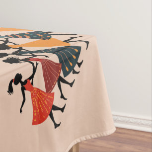 Nine Ladies Dancing Cut-Out Stencil Retro Style 4 Tablecloth