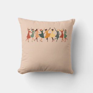 Nine Ladies Dancing Mid-Century Retro Cut-Out 1 Cushion