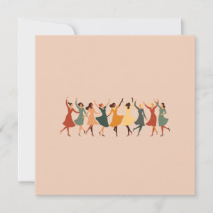 Nine Ladies Dancing Mid-Century Retro Cut-Out  1 Holiday Card