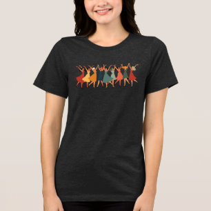 Nine Ladies Dancing Mid-Century Retro Cut-Out 3 Tri-Blend Shirt