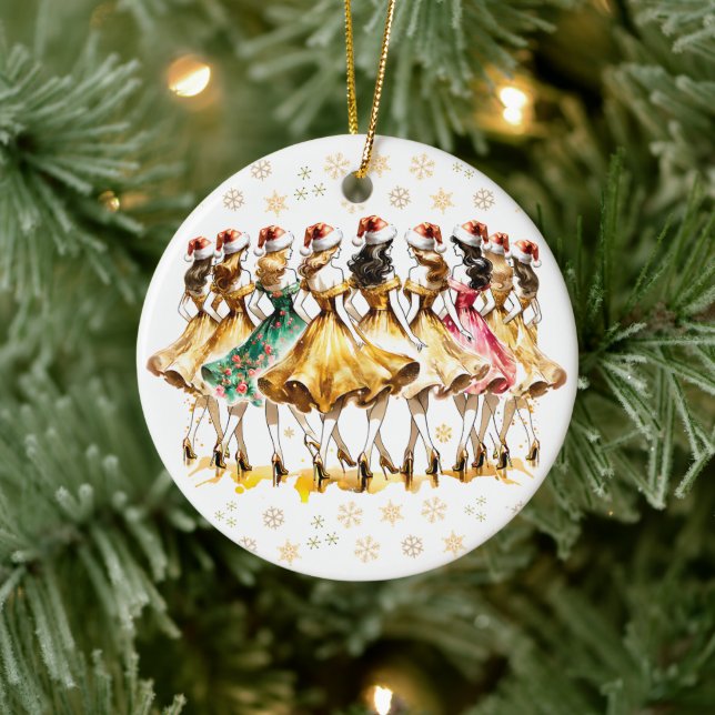 Nine Ladies Dancing | Twelve Days of Christmas Ceramic Ornament (Tree)