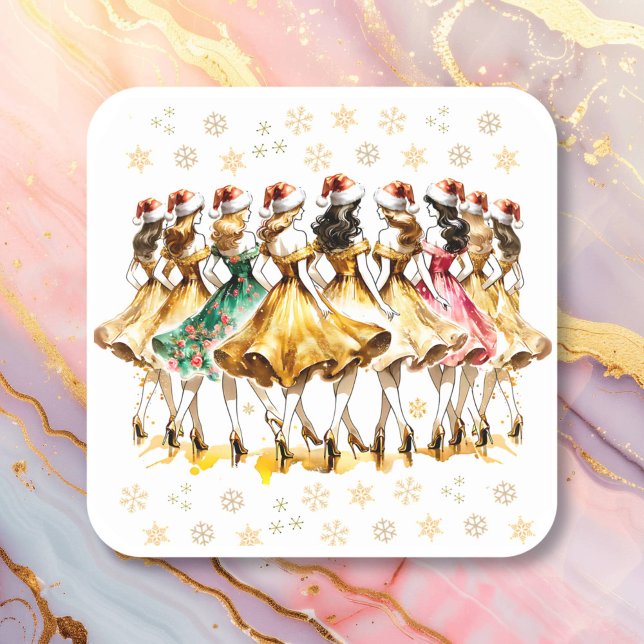 Nine Ladies Dancing | Twelve Days of Christmas Square Sticker (Creator Uploaded)