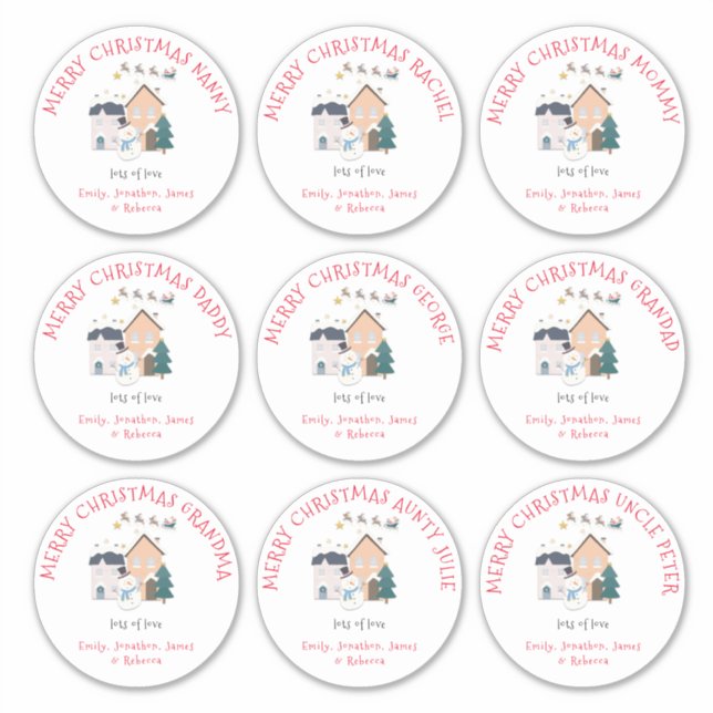 Nine Large Different Names Sleigh Merry Christmas (Front)