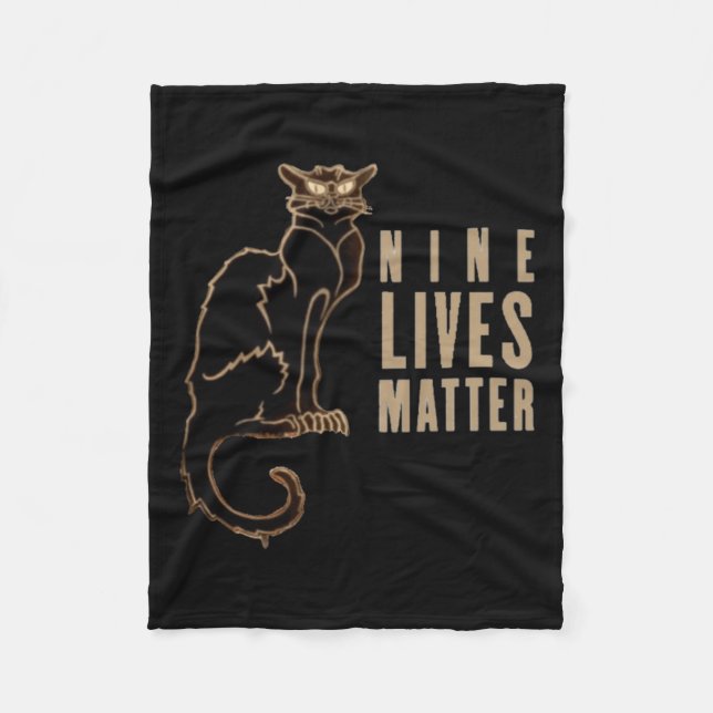 Nine Lives Black Cat Sticker  Fleece Blanket (Front)
