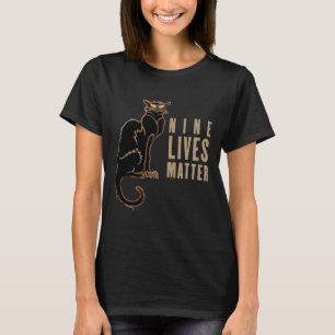 Nine Lives Black Cat Sticker T-Shirt