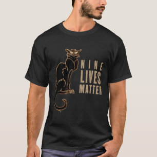 Nine Lives Black Cat Sticker T-Shirt