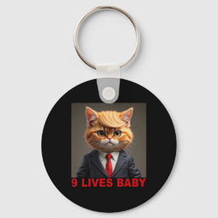 Nine Lives Byby Cat Funny Trump Supporter Vote Tru Key Ring