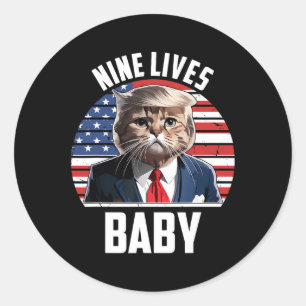 Nine Lives Byby Funny Trump 2025 Classic Round Sticker
