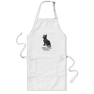 Nine Lives Later – Funny Cat T-Shirt Long Apron