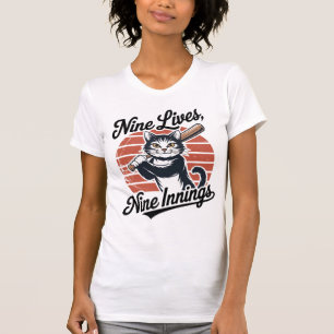 Nine Lives Nine Innings Baseball Cat T-Shirt